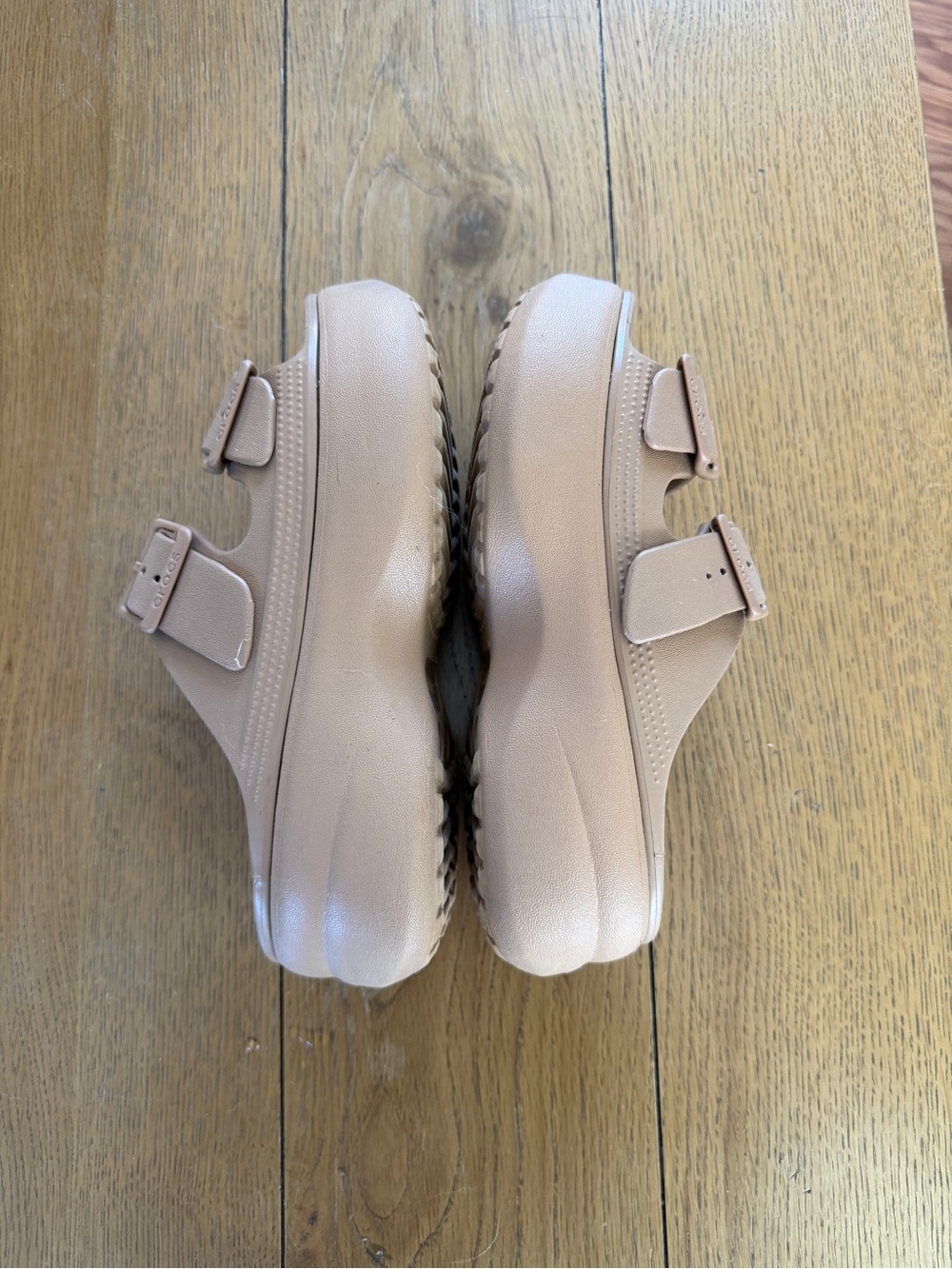 CROCS Platform Double Buckle Slide Sandals in Blush Pink - Picture 5 of 7